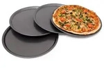Relaxdays Pizzablech rund 4er Set Anthrazit