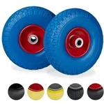 Relaxdays 4 x Sackkarrenrad Stahlfelge blau-rot Blau,Rot
