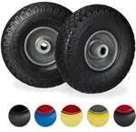 Relaxdays 2er Sackkarrenrad Set mit Stahlfelge Schwarz,Grau