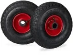 Relaxdays 2er Set Sackkarrenrad 3.00-4 Stahlfelge Rot,Schwarz