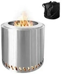 Relaxdays Feuerschale ohne Rauch &Oslash; 38 cm Silber
