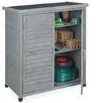 Relaxdays Grauer Gartenschrank 3 F&auml;cher Schwarz,Grau