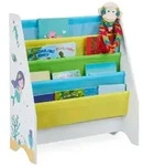 Relaxdays Kinder B&uuml;cherregal Wei&szlig;,Gelb,Hellblau