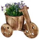 Relaxdays Blumenfahrrad aus Holz Hellbraun