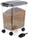 Relaxdays Futterbeh&auml;lter mit Rollen & Schaufel 20L Schwarz,Transparent,Grau