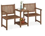 Relaxdays Braune Gartenbank mit Tisch Braun