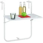 Relaxdays Balkon H&auml;ngetisch Rattanoptik Wei&szlig;