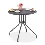 Relaxdays Runder Gartentisch in Holzoptik Grau