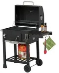 Relaxdays Holzkohlegrill Grillwagen mit Deckel Schwarz,Silber