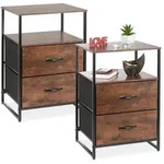 Relaxdays Nachttisch Industrial 2er Set Dunkelbraun,Schwarz
