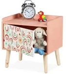 Relaxdays Nachttisch f&uuml;r Kinder mit Staufach Wei&szlig;,Hellbraun,Rosa