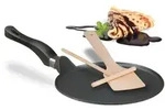 Relaxdays Cr&ecirc;pepfanne mit Zubeh&ouml;r Hellbraun,Schwarz