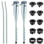 Relaxdays Sonnenschirm Bodenh&uuml;lse im 2er Set Schwarz,Silber,Grau
