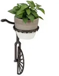 Relaxdays 3 x Wand Blumenhalter Einrad Dunkelbraun