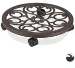 Relaxdays 2 x Pflanzenroller rund antik braun Braun,Schwarz