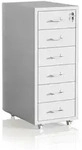 Relaxdays Abschlie&szlig;barer Rollcontainer aus Metall Wei&szlig;,Silber