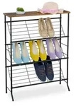 Relaxdays Industrial Schuhregal f&uuml;r 9 Paar Schuhe Dunkelbraun,Schwarz