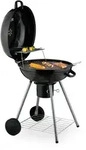 Relaxdays XXL Kugelgrill mit R&auml;dern Schwarz,Silber