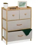 Relaxdays Bambus Kommode 4 Schubladen Beige,Hellbraun