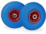 Relaxdays 8 x Sackkarrenrad PU 3.00-4 blau-rot Blau,Rot