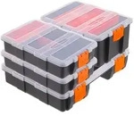 Relaxdays Sortierbox 4er Set Orange,Schwarz,Transparent