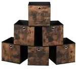 Relaxdays Stoff Aufbewahrungsbox Holzoptik 6er Set Braun,Schwarz,Silber