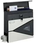 Relaxdays Briefkasten mit Zeitungsfach Schwarz,Silber