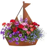 Relaxdays Gartendeko Rost Schiff Braun