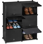 Relaxdays Schwarzer Schuhschrank mit 12 F&auml;chern Schwarz