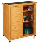 Relaxdays Gartenschrank mit Dachpappe Hellbraun,Schwarz