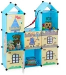 Relaxdays Steckregal Kinderzimmer als Ritterburg Blau,Gelb,Schwarz