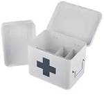 Relaxdays Medizinbox aus Metall Anthrazit,Wei&szlig;