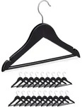 Relaxdays 80 x Kinderkleiderb&uuml;gel Holz schwarz Schwarz,Silber