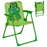 Relaxdays Kinder Klappstuhl mit Motiv Dunkelgr&uuml;n,Gr&uuml;n,Orange