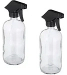 Relaxdays 8 x Spr&uuml;hflasche aus Glas Schwarz,Transparent