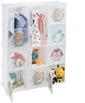 Relaxdays Kinder Steckregal mit Kleiderstangen Wei&szlig;,Braun,Gr&uuml;n