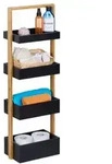 Relaxdays Badregal Bambus 4 Ablagen Hellbraun,Schwarz