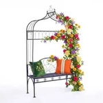 Relaxdays Rosenbogen mit Gartenbank Schwarz