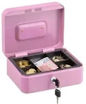 Relaxdays Abschlie&szlig;bare Geldkassette Rosa,Silber