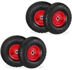 Relaxdays Sackkarrenrad 4er Set 4.10 3.50-4 Rot,Schwarz