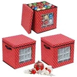 Relaxdays Weihnachtskugel Aufbewahrungsbox 3er Set Wei&szlig;,Rot,Schwarz
