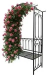 Relaxdays Rosenbogen mit Bank aus Metall Schwarz