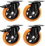 Relaxdays Lenkrollen 4er Set Orange,Schwarz