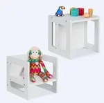 Relaxdays Wendbarer Sitzhocker f&uuml;r Kinder 2er Set Wei&szlig;