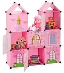 Relaxdays Steckregal Kinderzimmer als Schloss Rosa,Schwarz