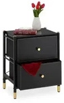 Relaxdays Beistellschrank mit 2 Schubladen Gold,Schwarz
