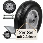 Relaxdays 2er Set Sackkarrenrad 4.00-6 Vollgummi Schwarz,Grau
