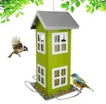 Relaxdays Vogelhaus zum Aufh&auml;ngen Wei&szlig;,Gr&uuml;n,Silber