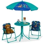 Relaxdays Camping Kindersitzgruppe mit Schirm Blau,Orange,T&uuml;rkis
