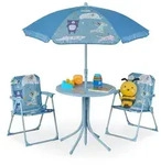 Relaxdays Camping Kindersitzgruppe mit Schirm Blau